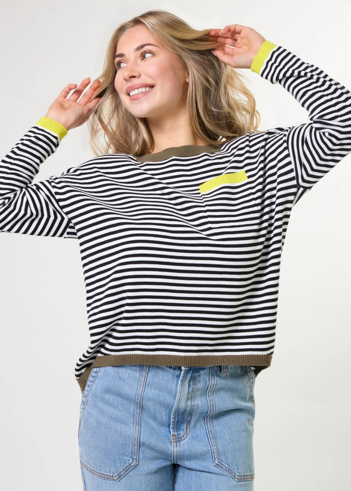 Street Pocket Jumper ~ Black with a Hint of Lime