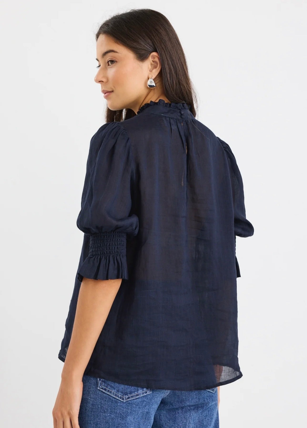 Verse High Neck Top ~ Navy
