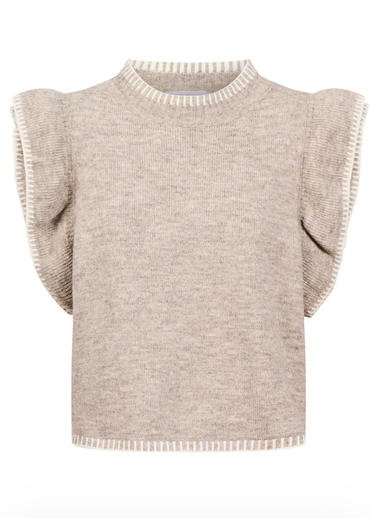 Athena Frill Knit Top ~ Stone