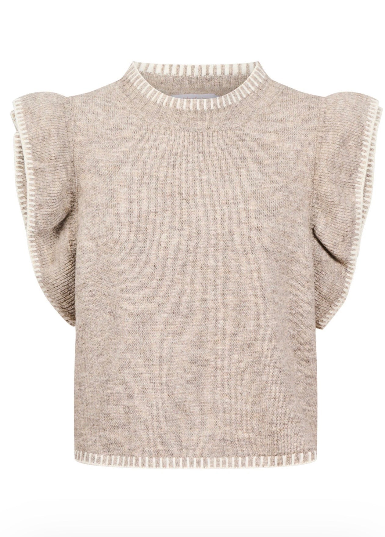 Athena Frill Knit Top ~ Stone