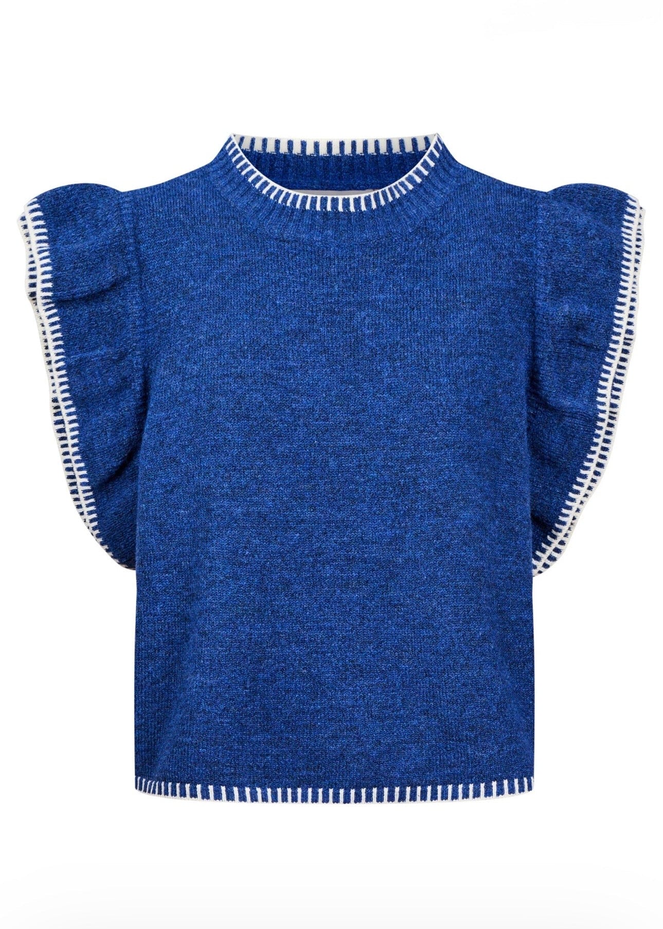 Athena Frill Knit Top ~ Cobalt