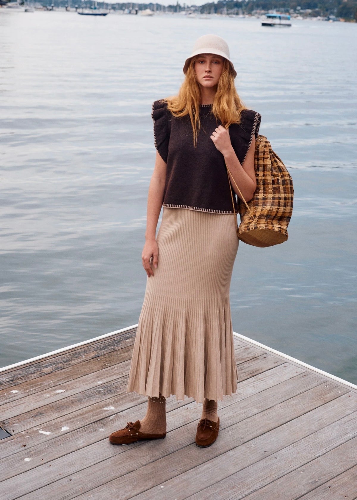 Athena Frill Knit Top ~ Chocolate