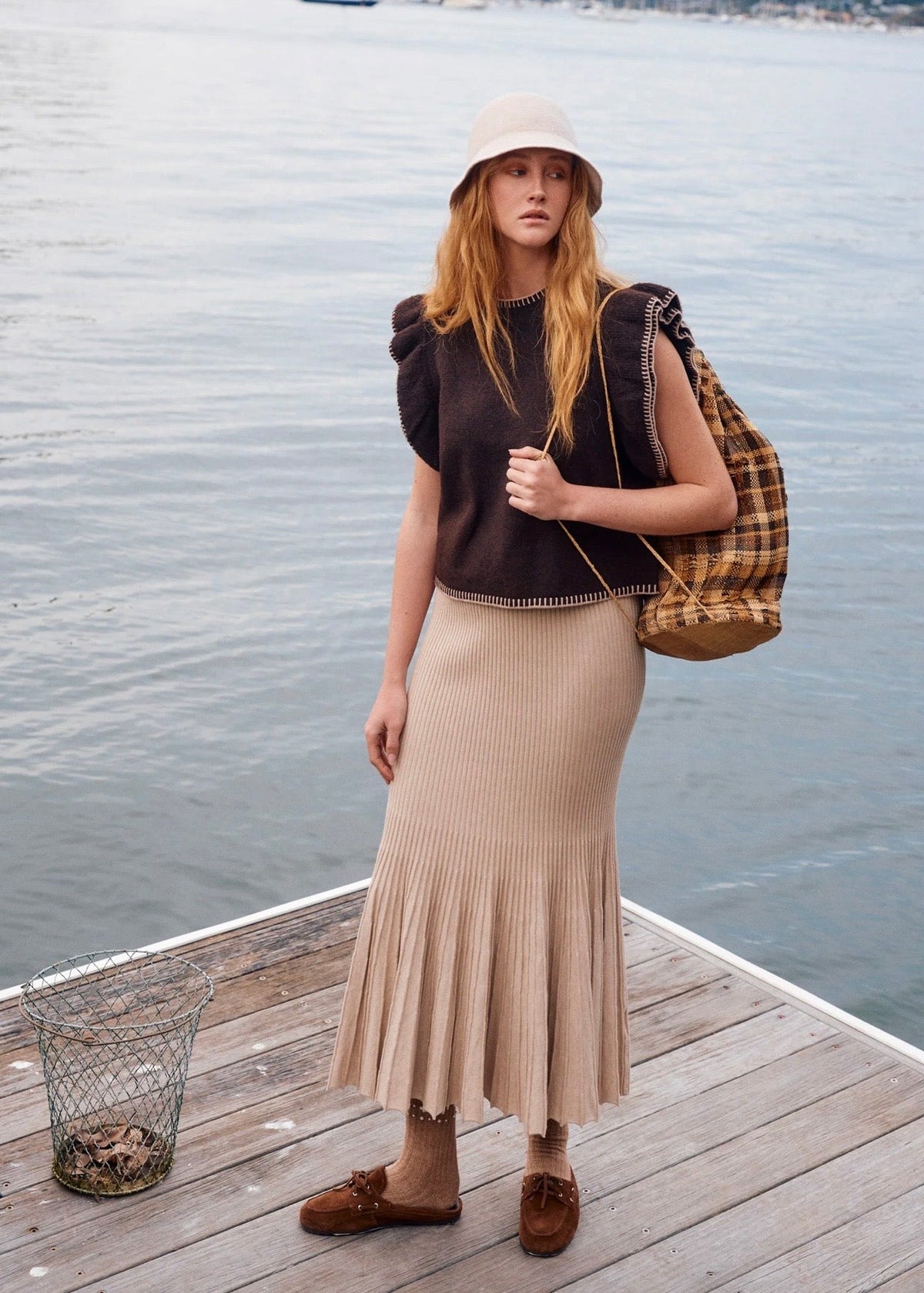 Athena Frill Knit Top ~ Chocolate