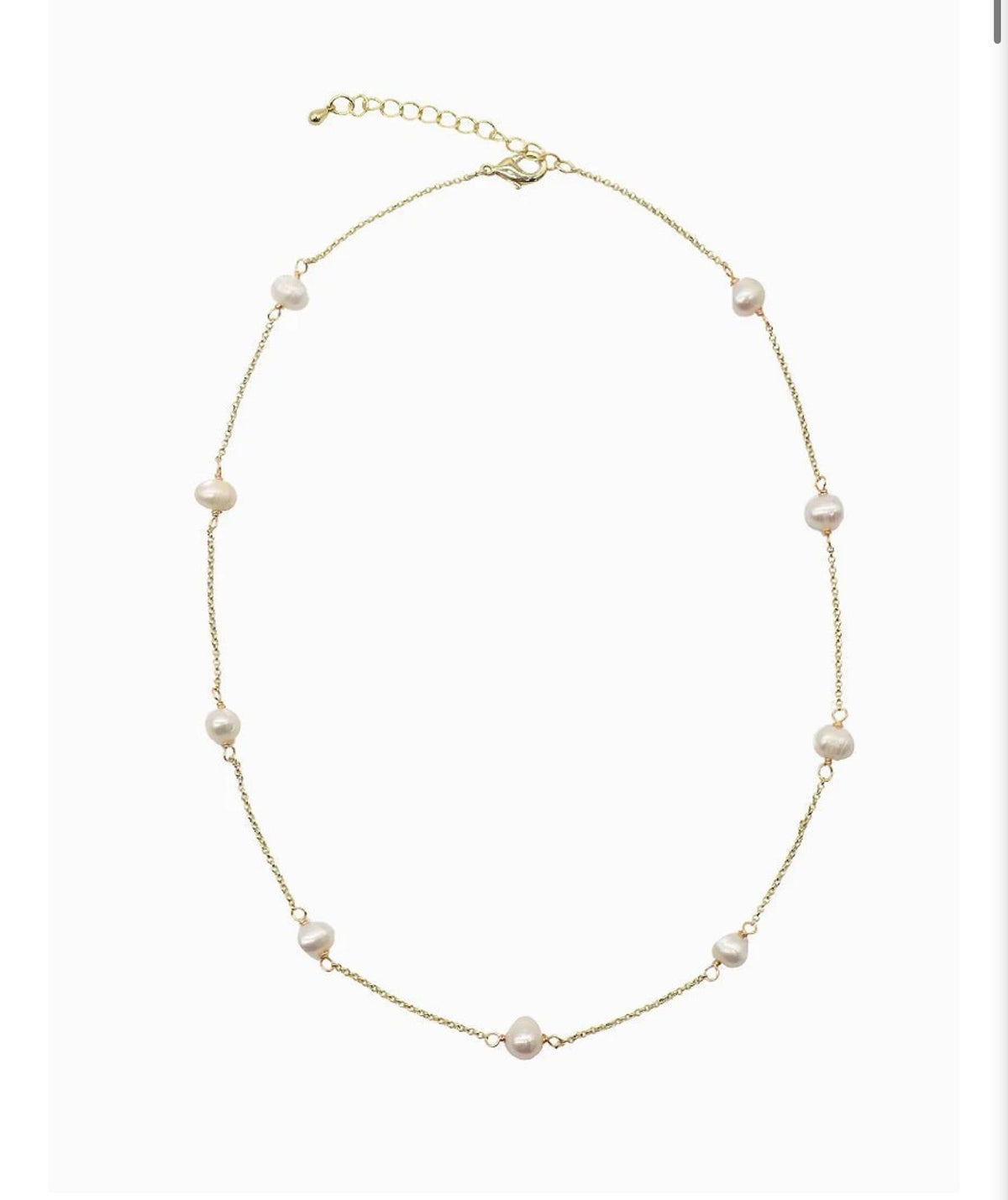 Pearl Chain Necklace ~ Gold