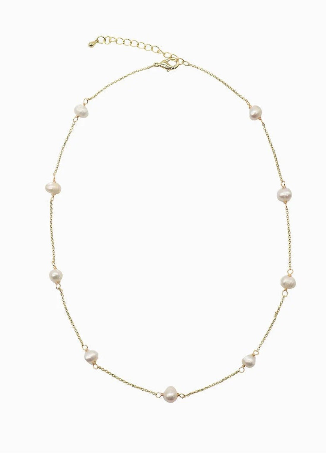 Pearl Chain Necklace ~ Gold