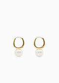 Small Oval Pearl Hoops ~ Gold