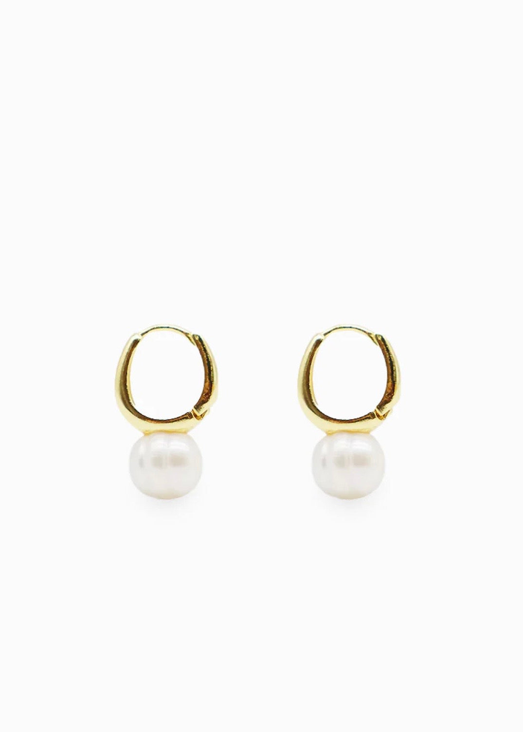 Small Oval Pearl Hoops ~ Gold