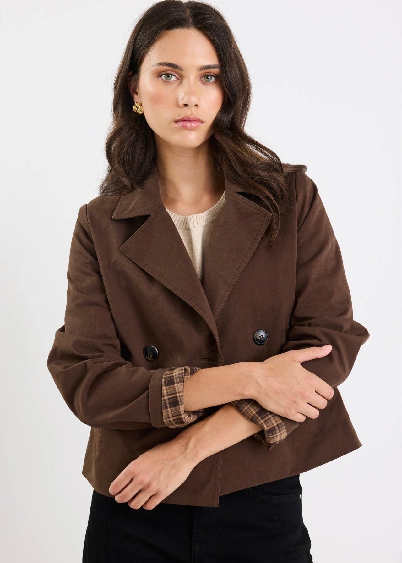 Pathway Cropped Trench Jacket ~ Chocolate