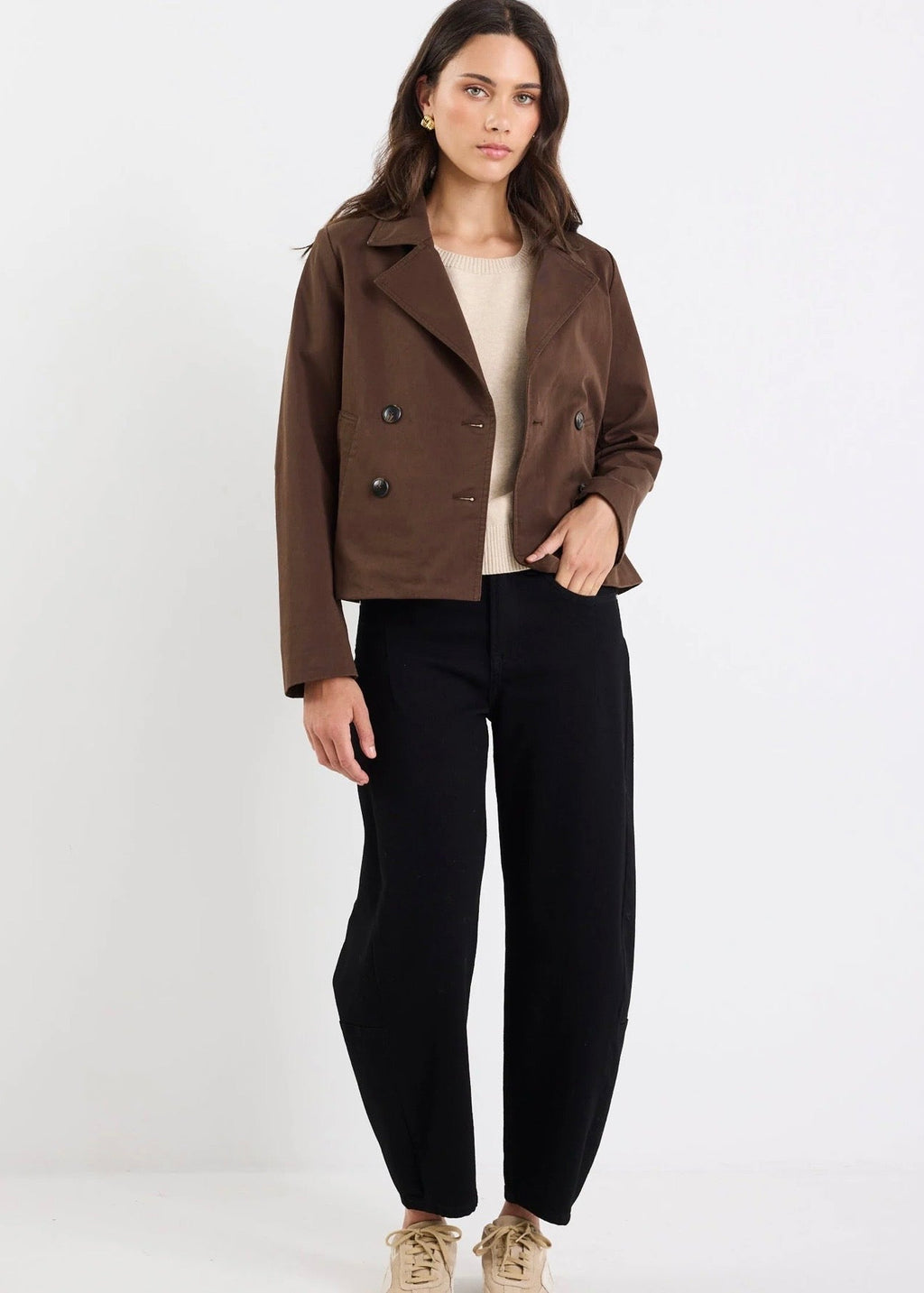 Pathway Cropped Trench Jacket ~ Chocolate