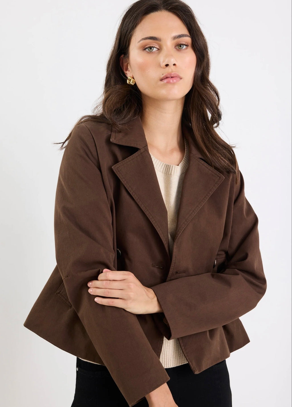 Pathway Cropped Trench Jacket ~ Chocolate
