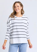 Jayne Stripe Throw On Top ~ White/Charcoal