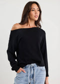 Reverb Off Shoulder Jumper ~ Black
