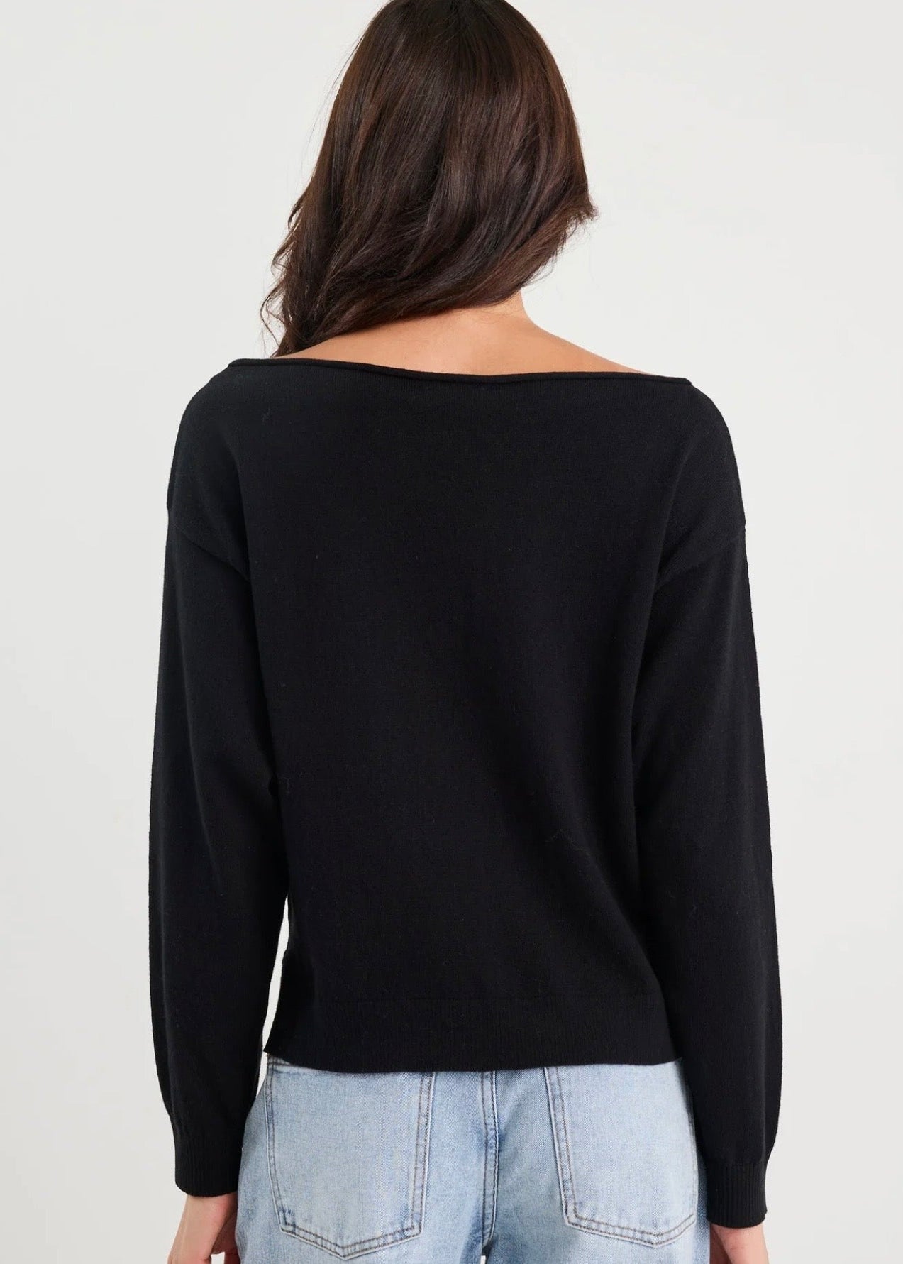 Reverb Off Shoulder Jumper ~ Black