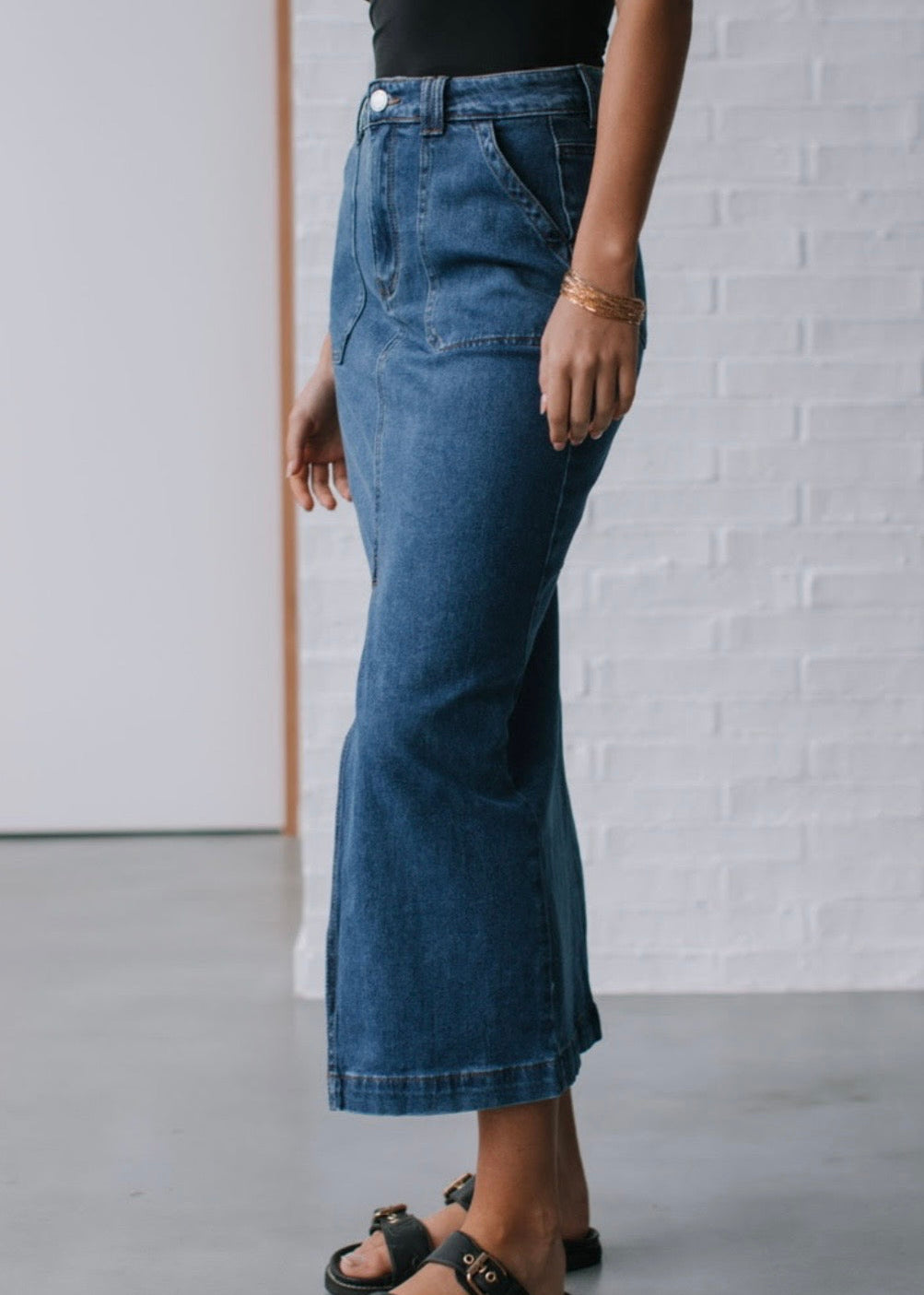 Maggie Denim Skirt ~ Mid Blue