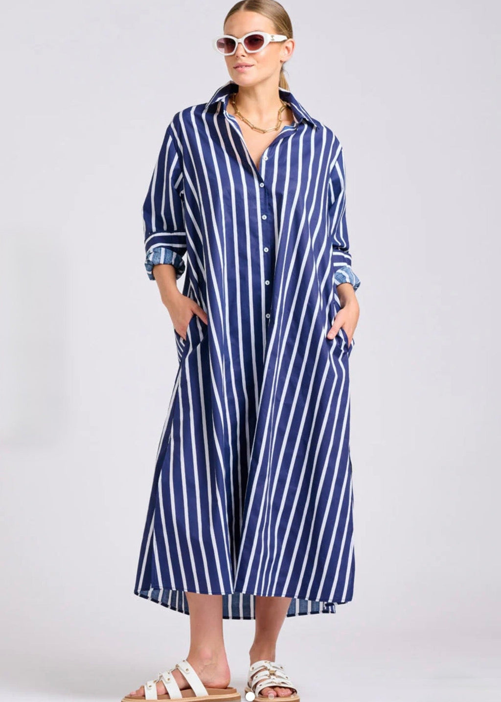 The Luna Oversized Dress ~ Navy/White Stripe