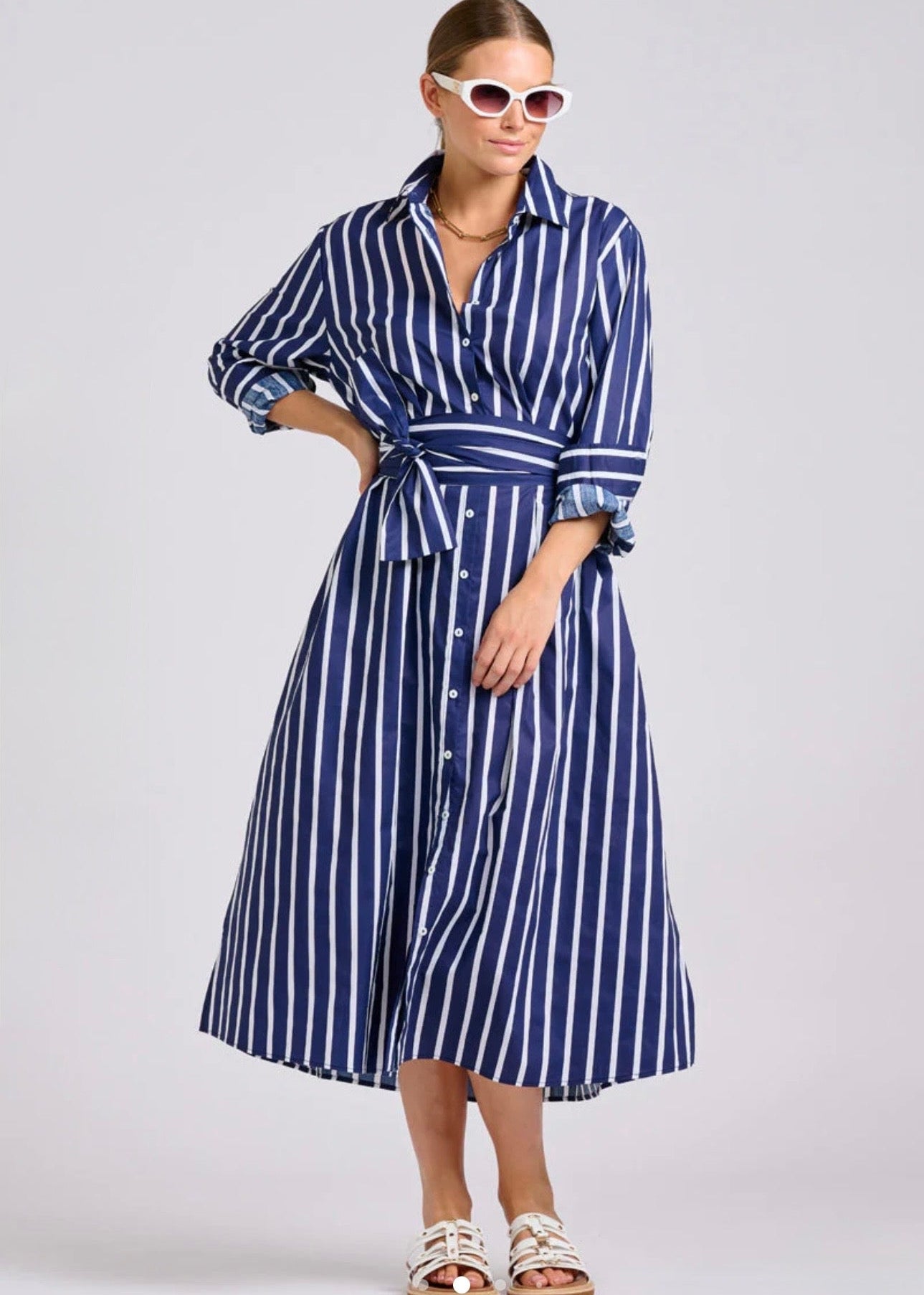 The Luna Oversized Dress ~ Navy/White Stripe