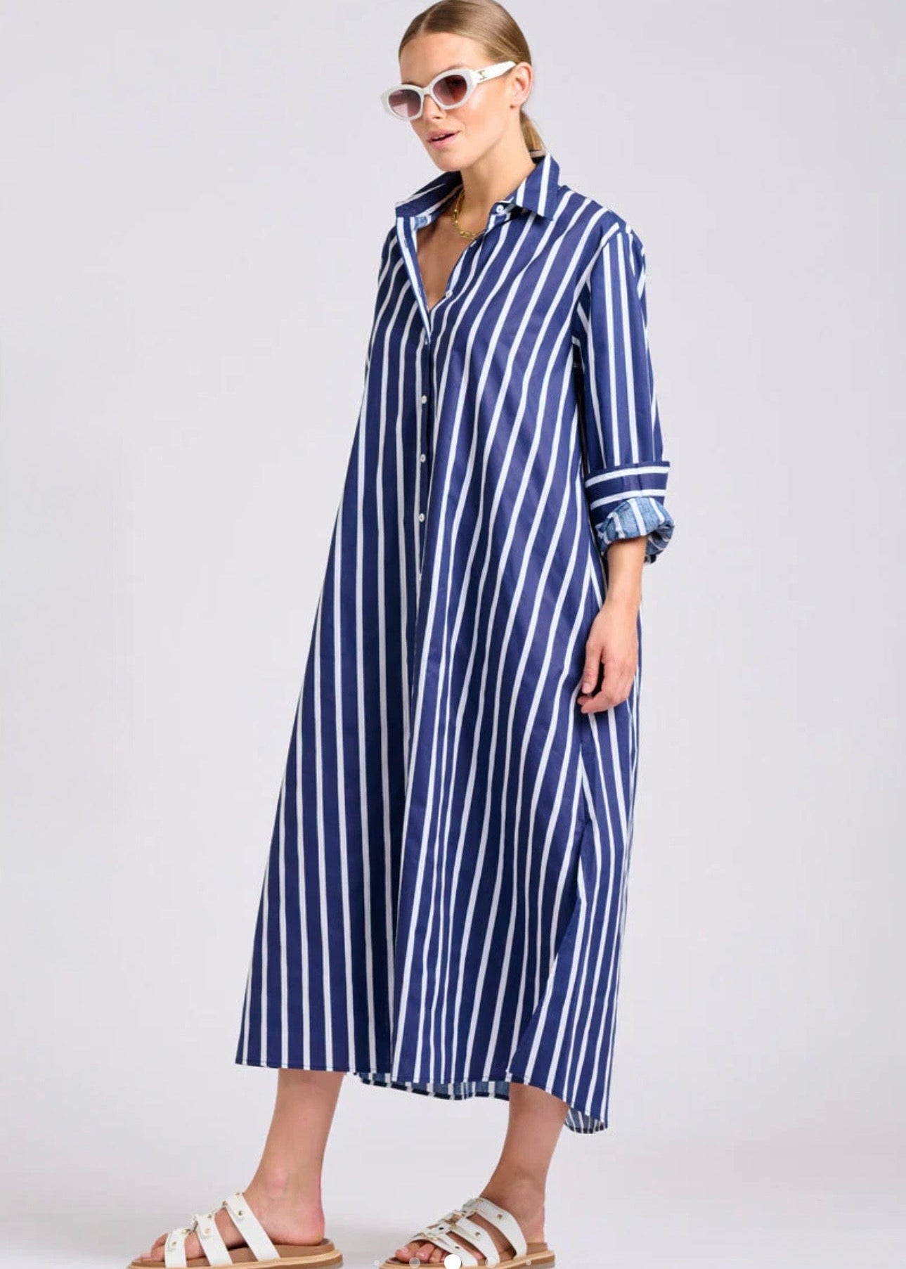 The Luna Oversized Dress ~ Navy/White Stripe