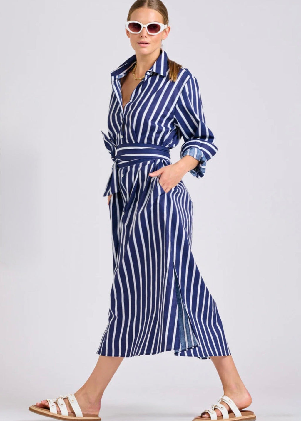 The Luna Oversized Dress ~ Navy/White Stripe
