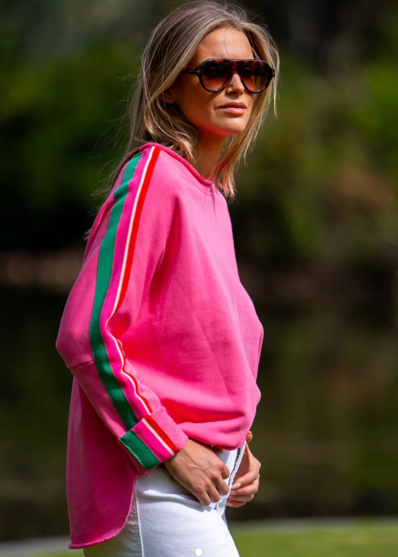 Raw Tape Long Sleeve Sweatshirt ~ Hot Pink