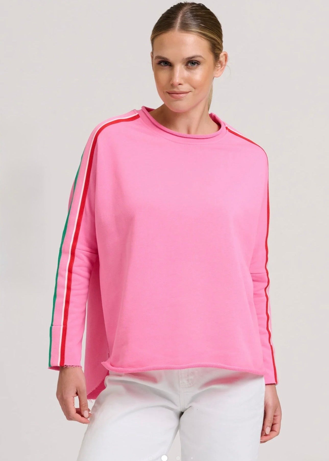 Raw Tape Long Sleeve Sweatshirt ~ Hot Pink