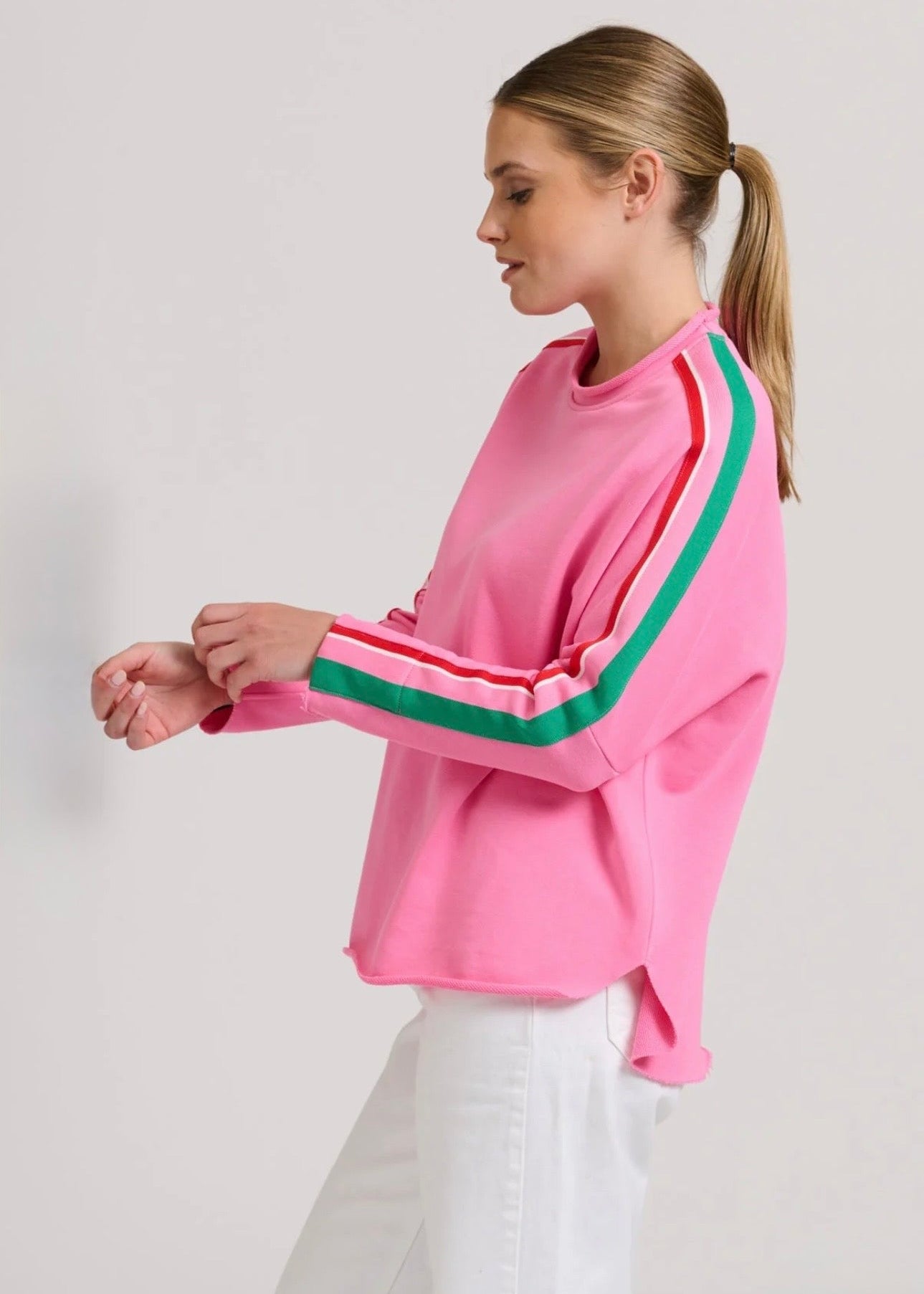 Raw Tape Long Sleeve Sweatshirt ~ Hot Pink