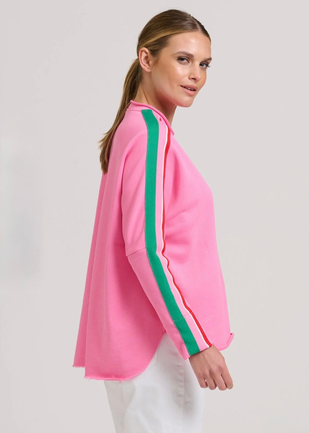 Raw Tape Long Sleeve Sweatshirt ~ Hot Pink