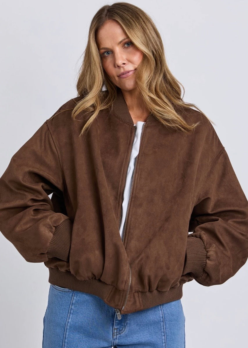 Evie Suede Bomber ~ Chocolate