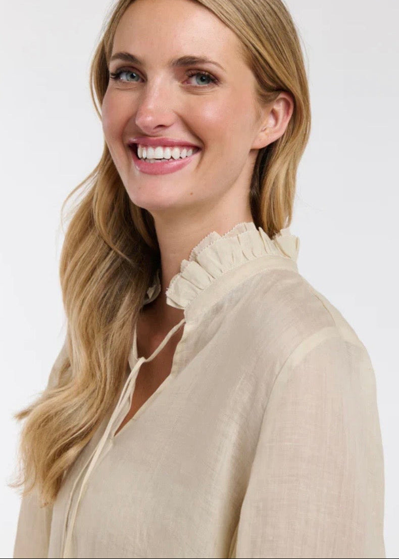 Amber Frill Neck Top ~ Natural