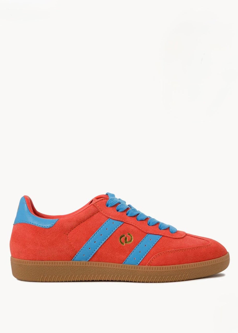 2001 Parallel Sneaker ~ Melon Red Suede/Blue Leather