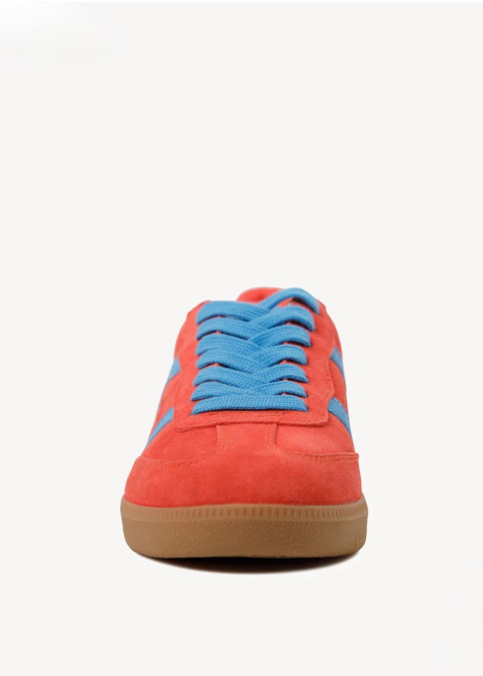 2001 Parallel Sneaker ~ Melon Red Suede/Blue Leather