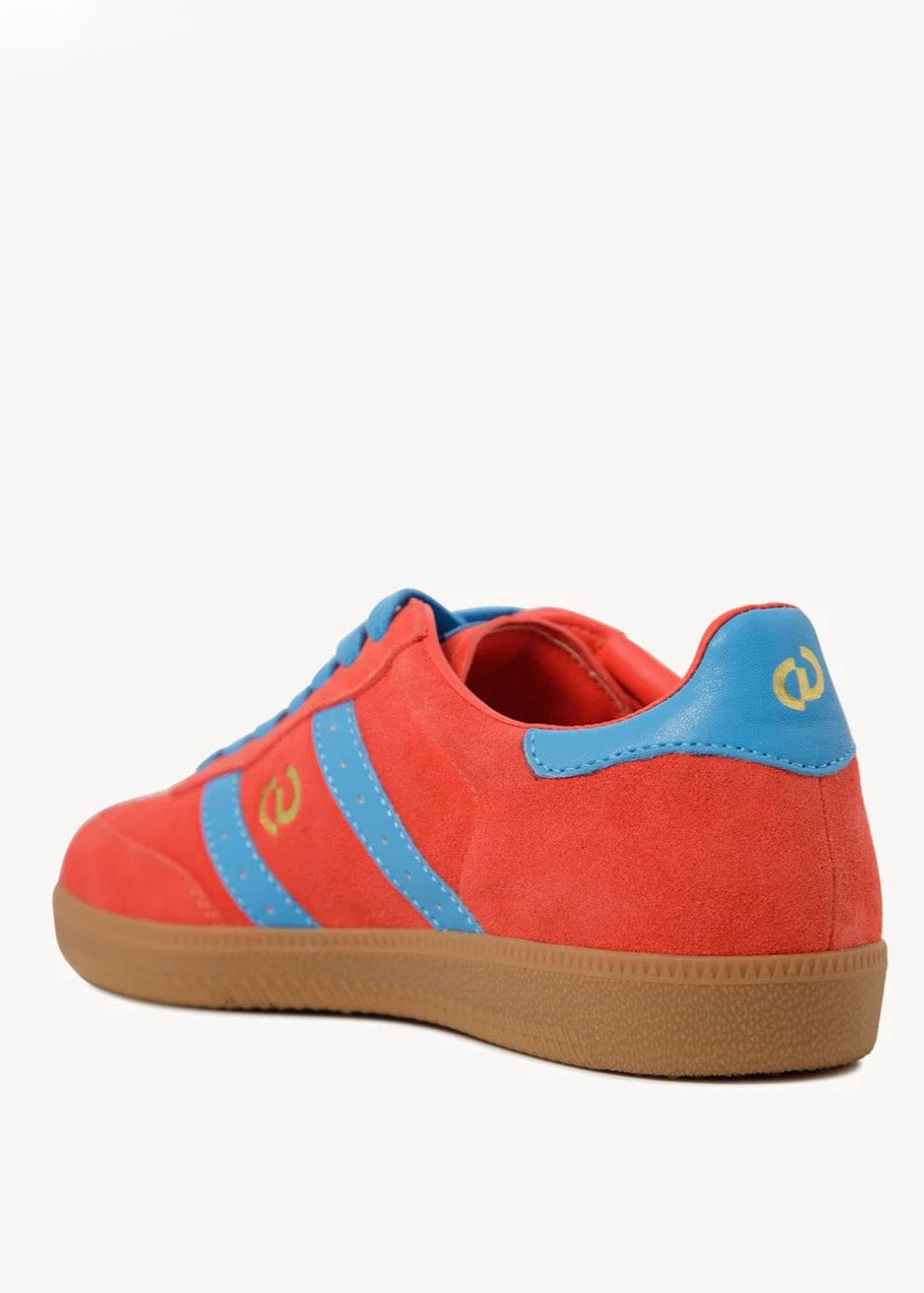 2001 Parallel Sneaker ~ Melon Red Suede/Blue Leather