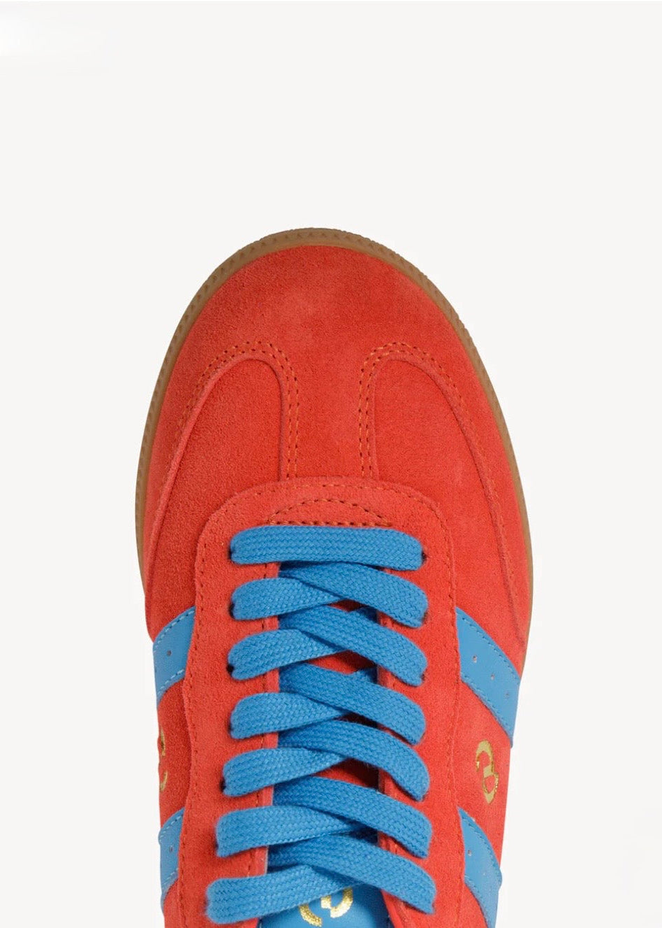 2001 Parallel Sneaker ~ Melon Red Suede/Blue Leather
