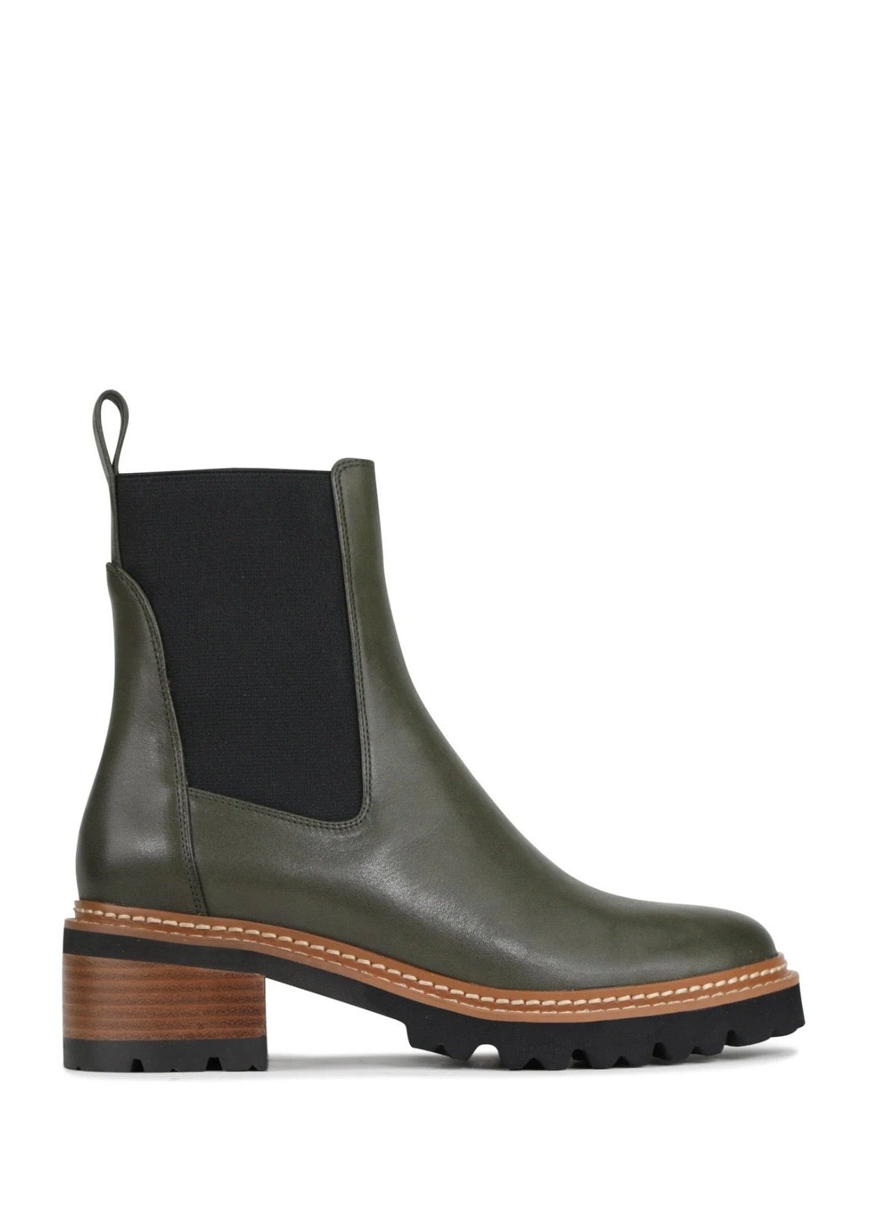 Linear Ankle Boot ~ Dark Olive