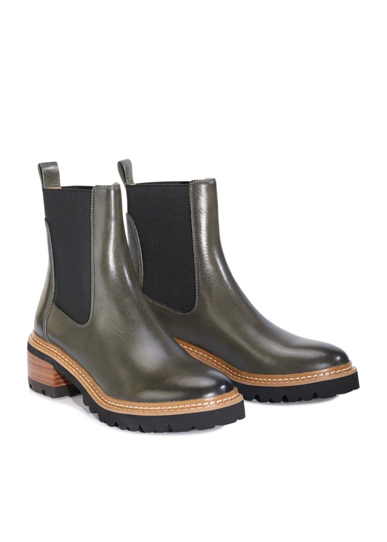 Linear Ankle Boot ~ Dark Olive