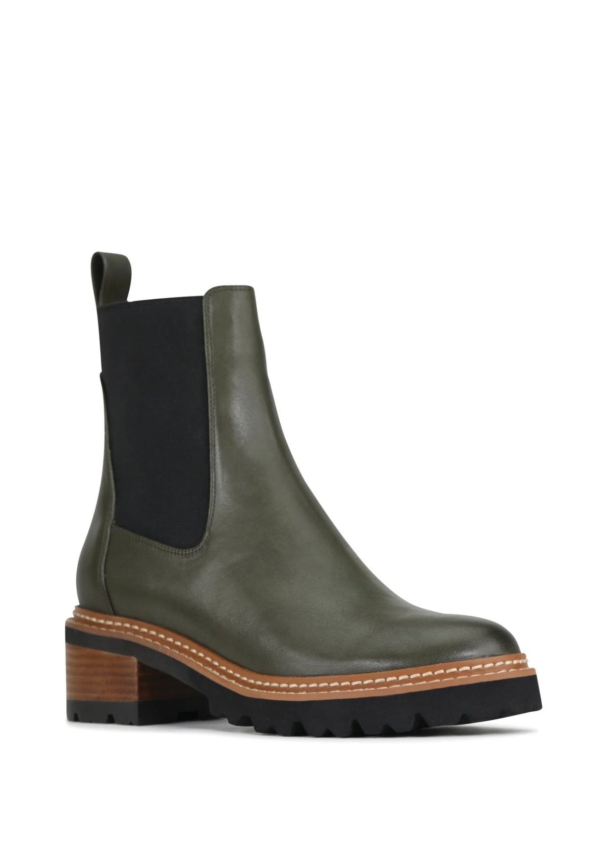 Linear Ankle Boot ~ Dark Olive