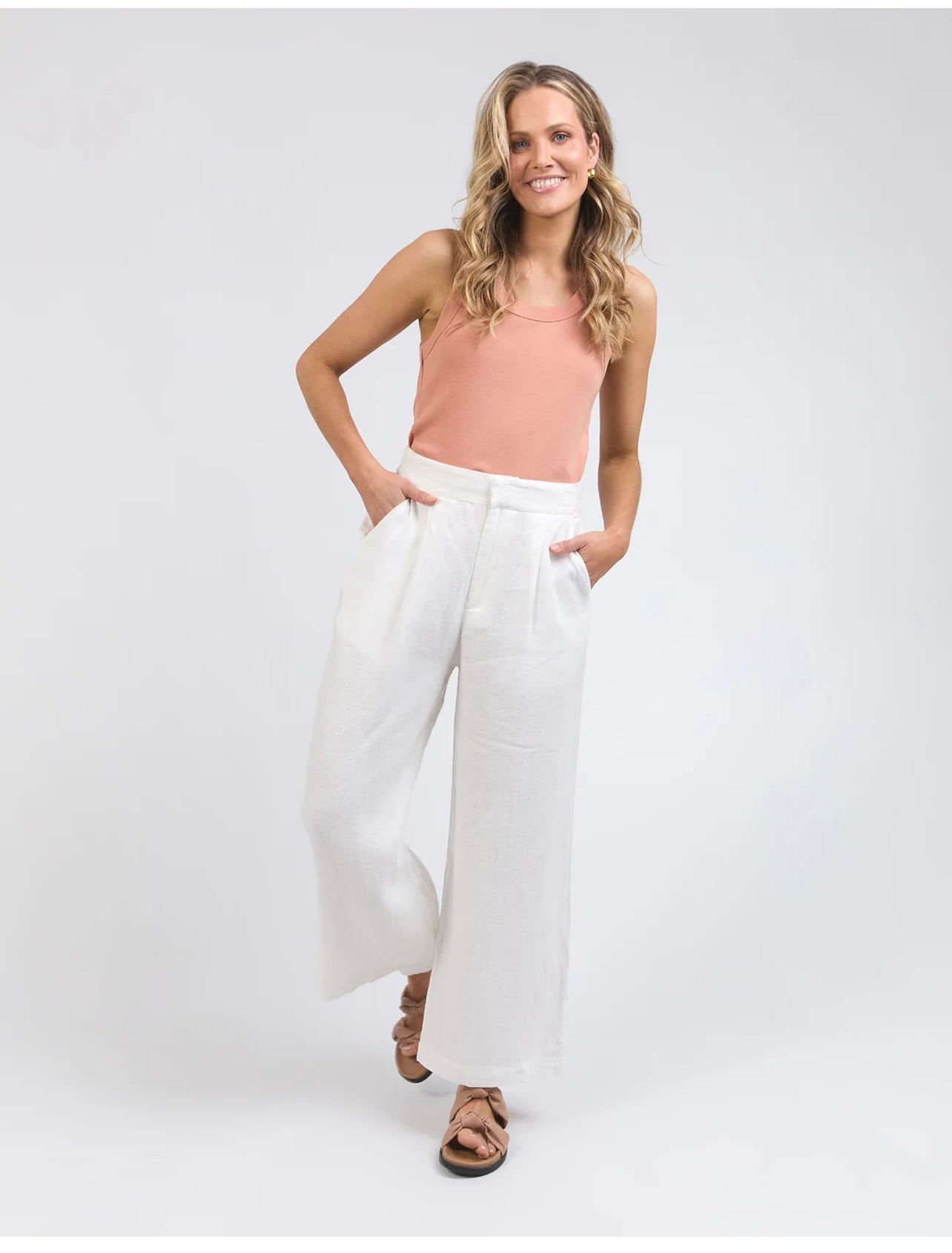 Elina Wide Leg Pant ~ Vintage White