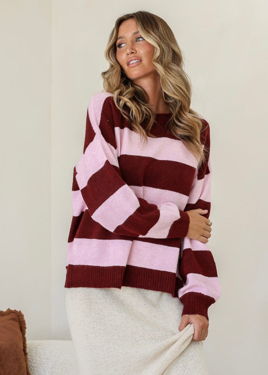 Brady Bunch Jumper ~ Wine/Pink