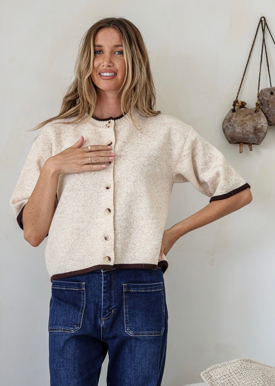 Chapel Cardigan ~ Latte/Chocolate