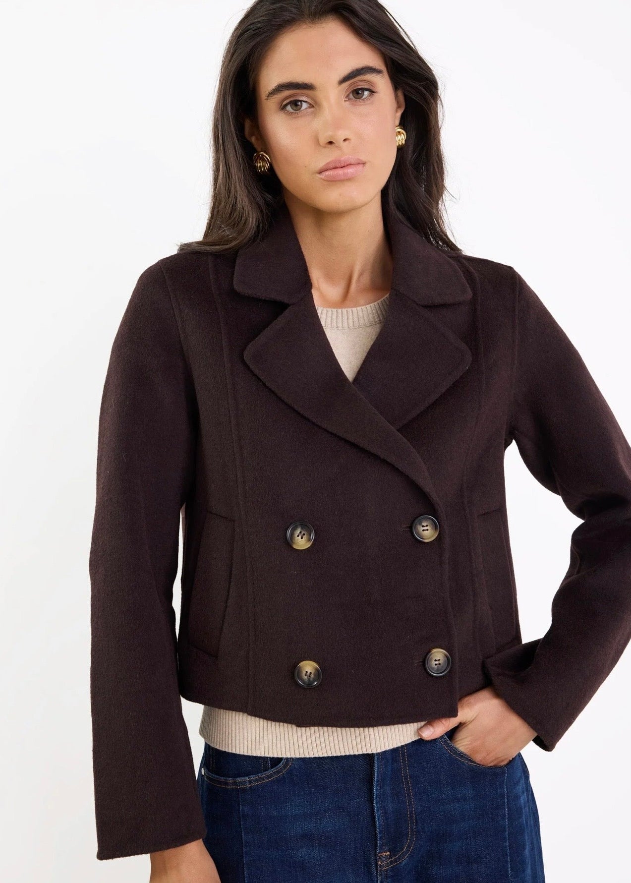 Reverie Wool Blend Peacoat ~ Chocolate