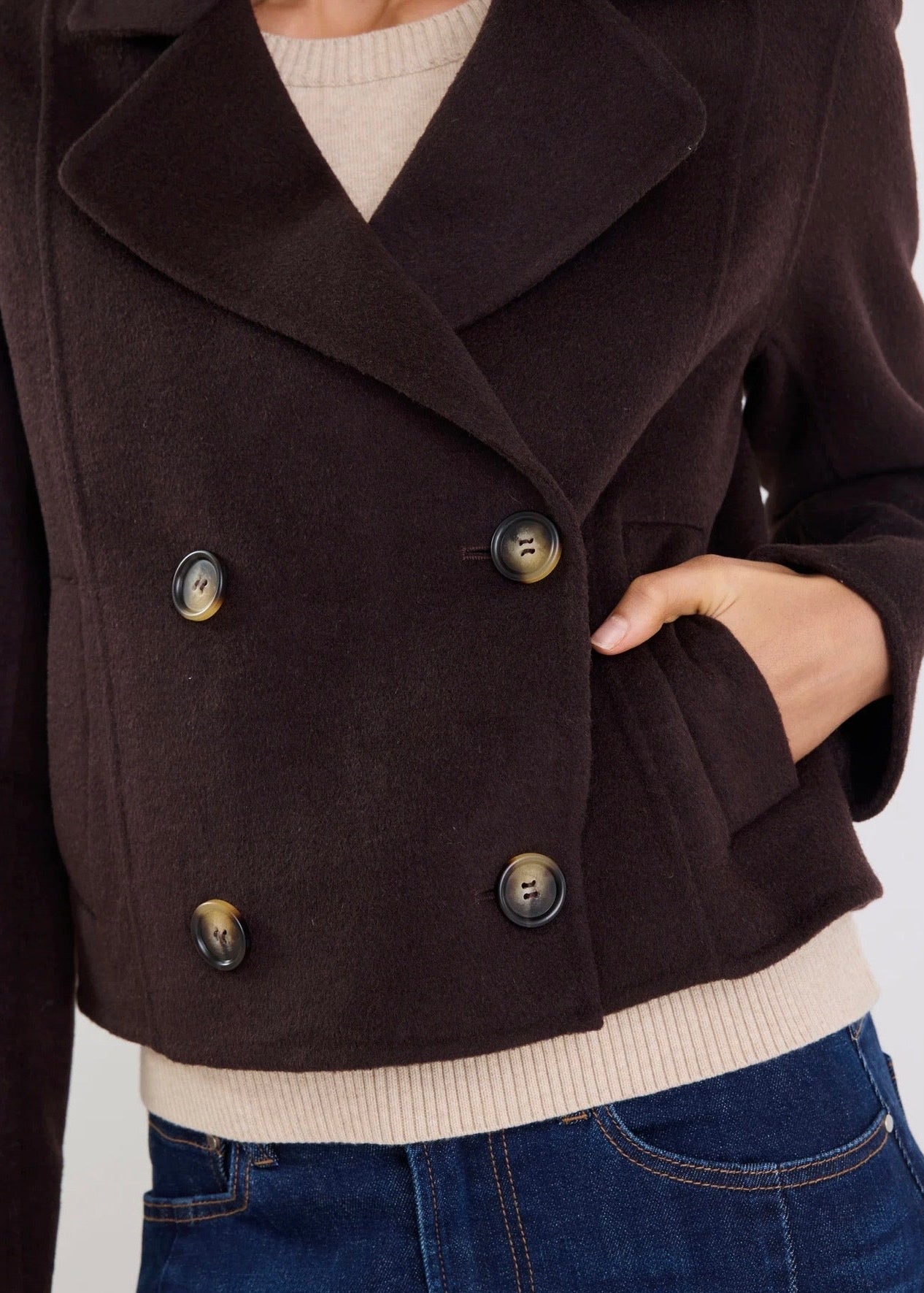 Reverie Wool Blend Peacoat ~ Chocolate