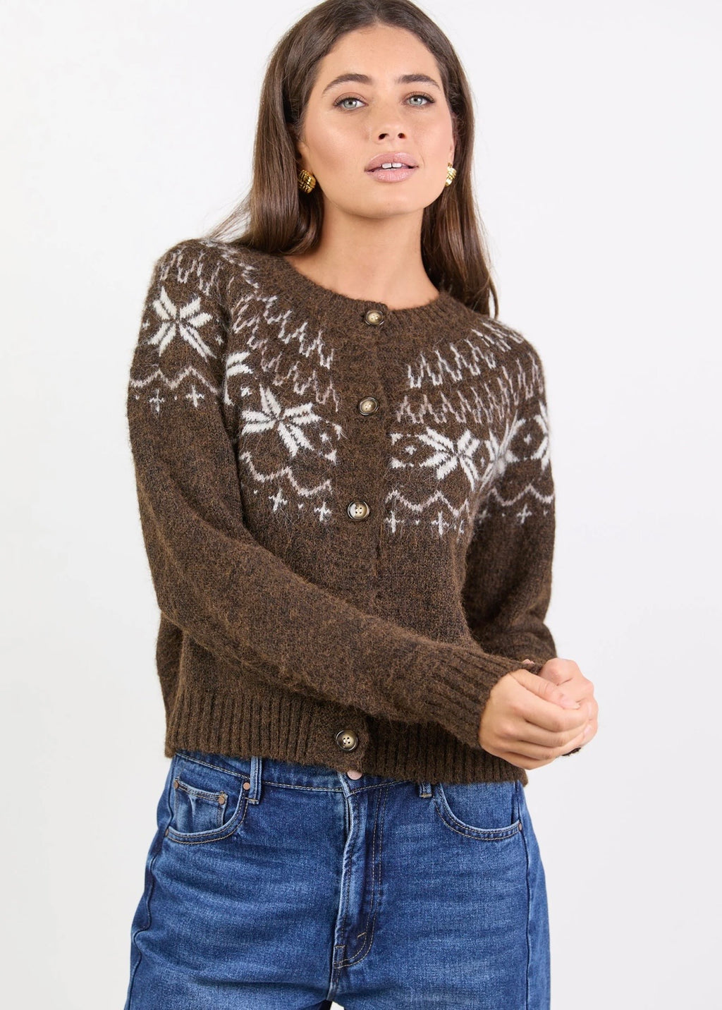 Shetland Fairisle Cardigan ~ Chocolate