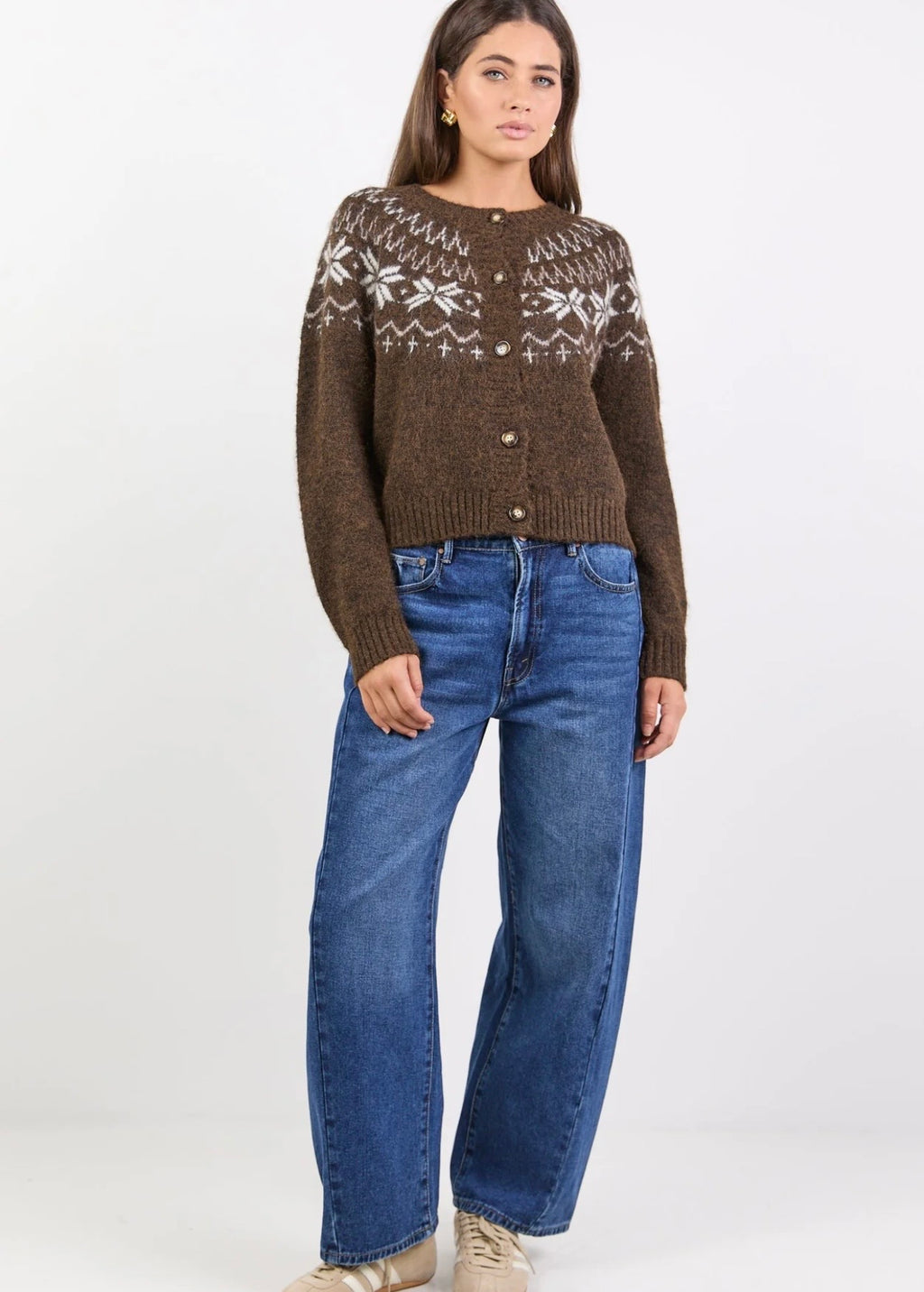 Shetland Fairisle Cardigan ~ Chocolate