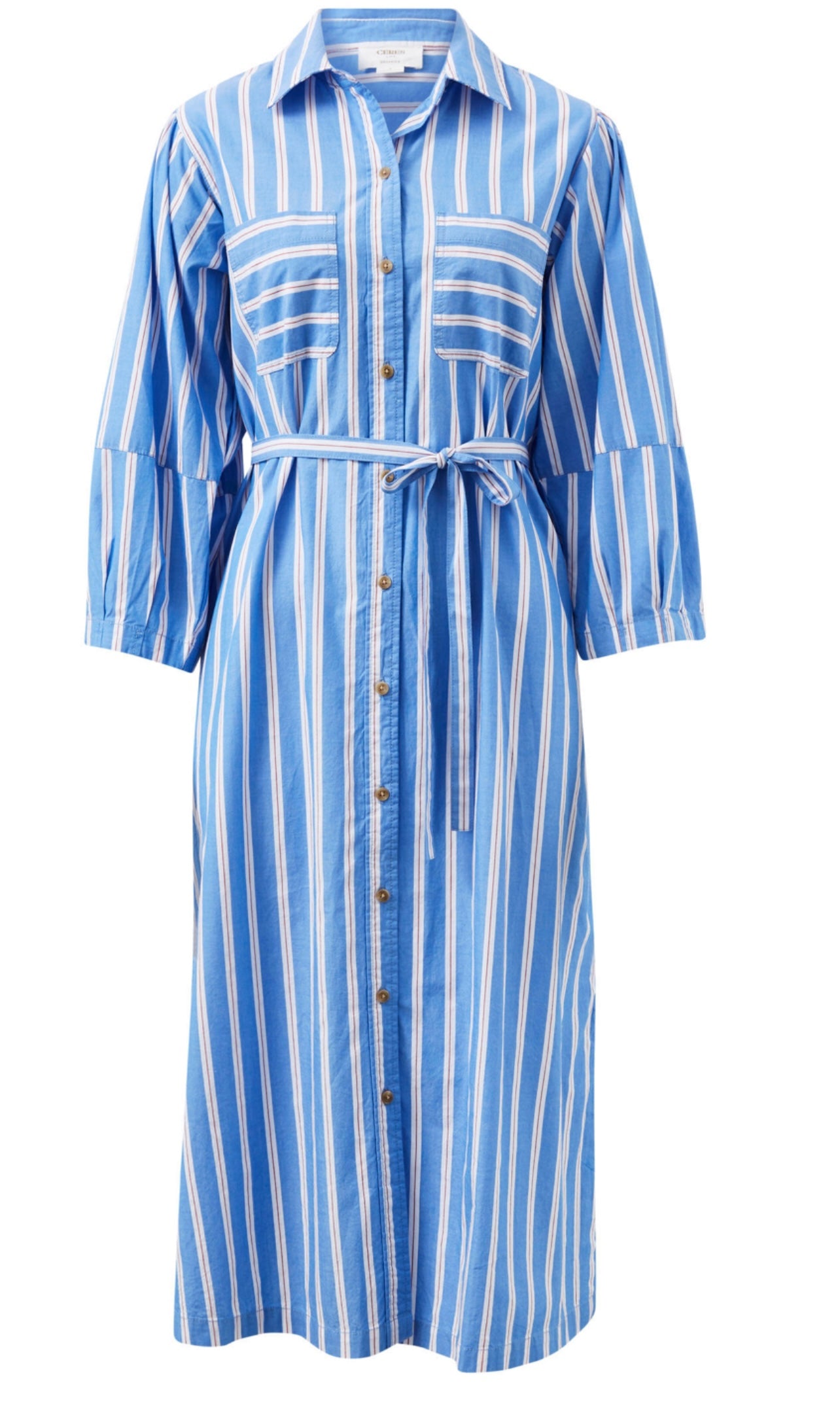 Midi Shirt Dress ~ Blue Stripe