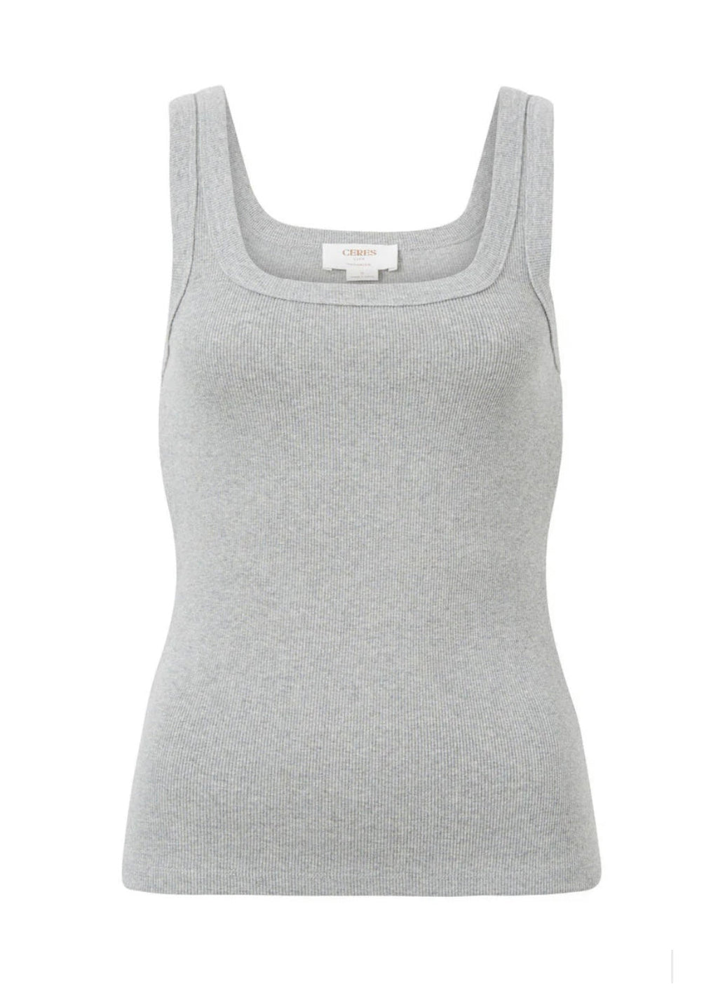 Contour Rib Square Neck Singlet ~ Grey Marle