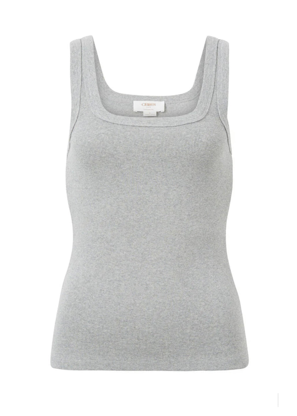 Zaeli Contour Rib Square Neck Singlet ~ Grey Marle