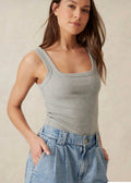 Contour Rib Square Neck Singlet ~ Grey Marle