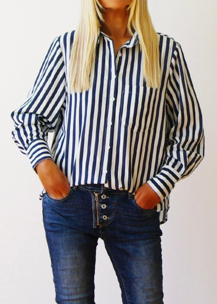 Mila Stripe Shirt ~ Navy Stripe