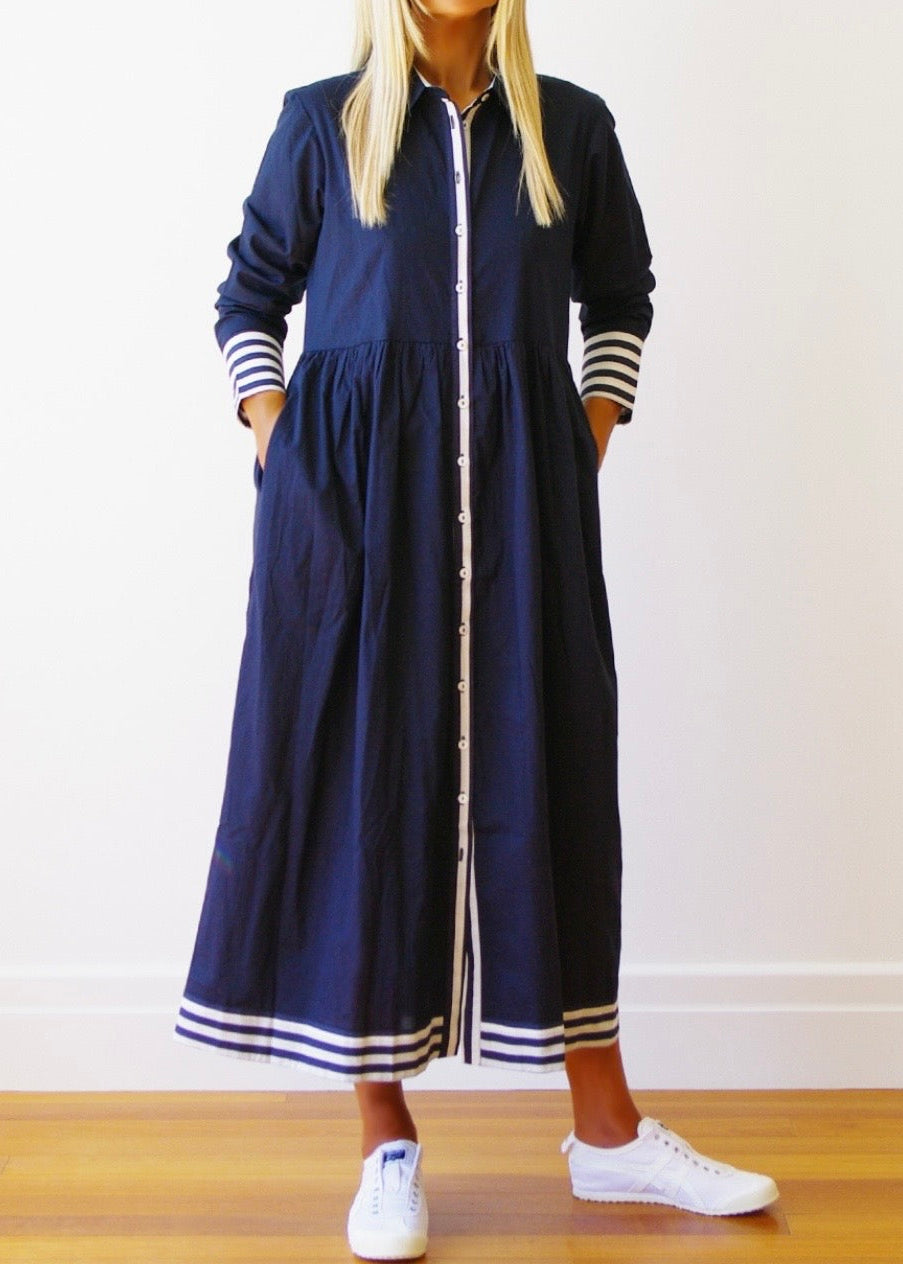 Matilda Cambric Dress ~ Navy