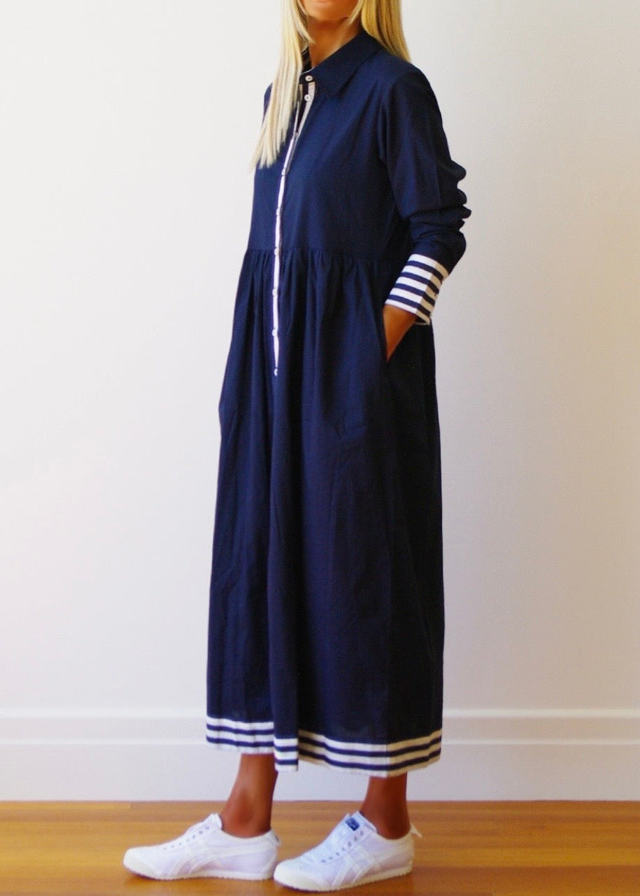 Matilda Cambric Dress ~ Navy