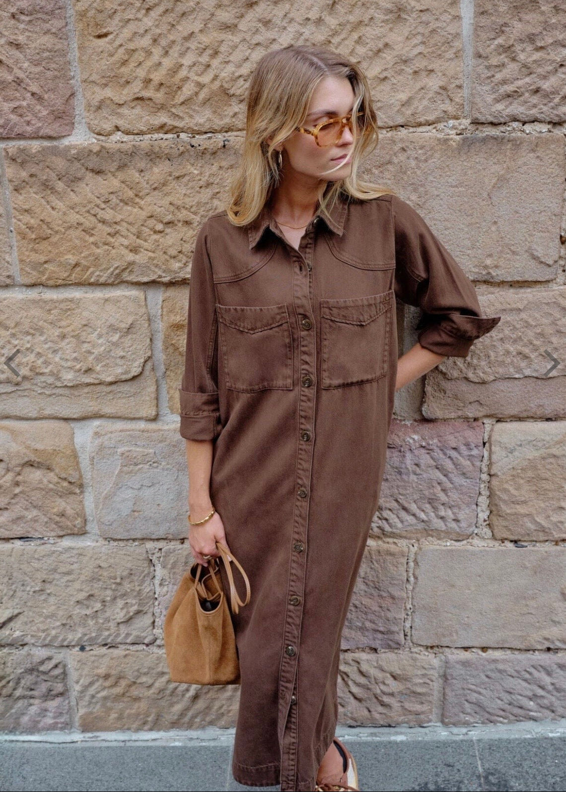 Rae Long Sleeve Midi Dress ~ Chocolate